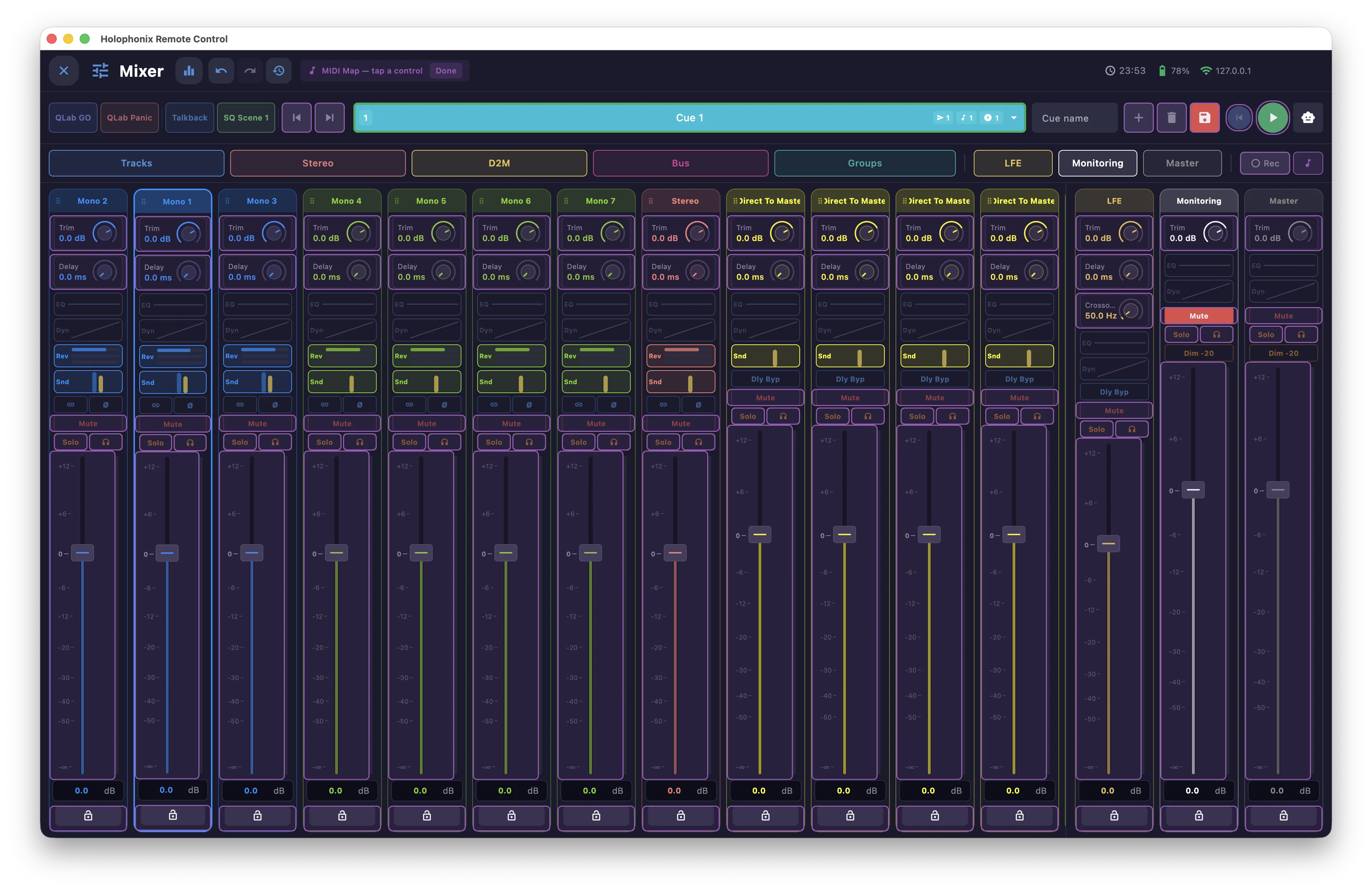 A window in MIDI map mode