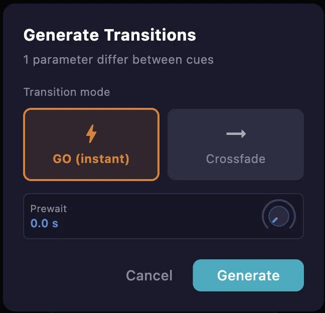 Generate transitions