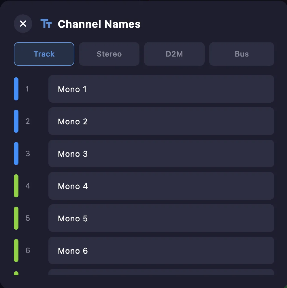 Channel names