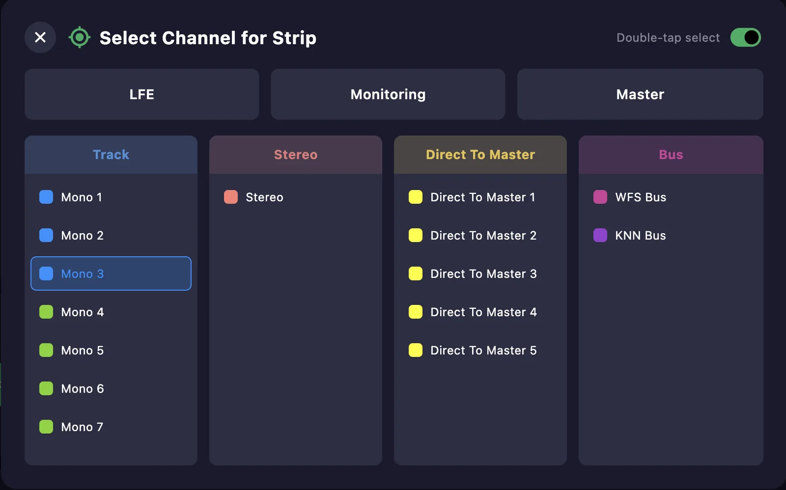 Select channel for the strip