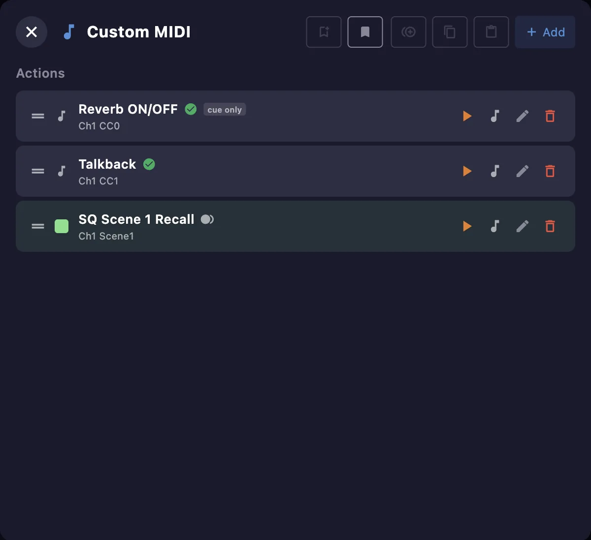 Custom MIDI actions