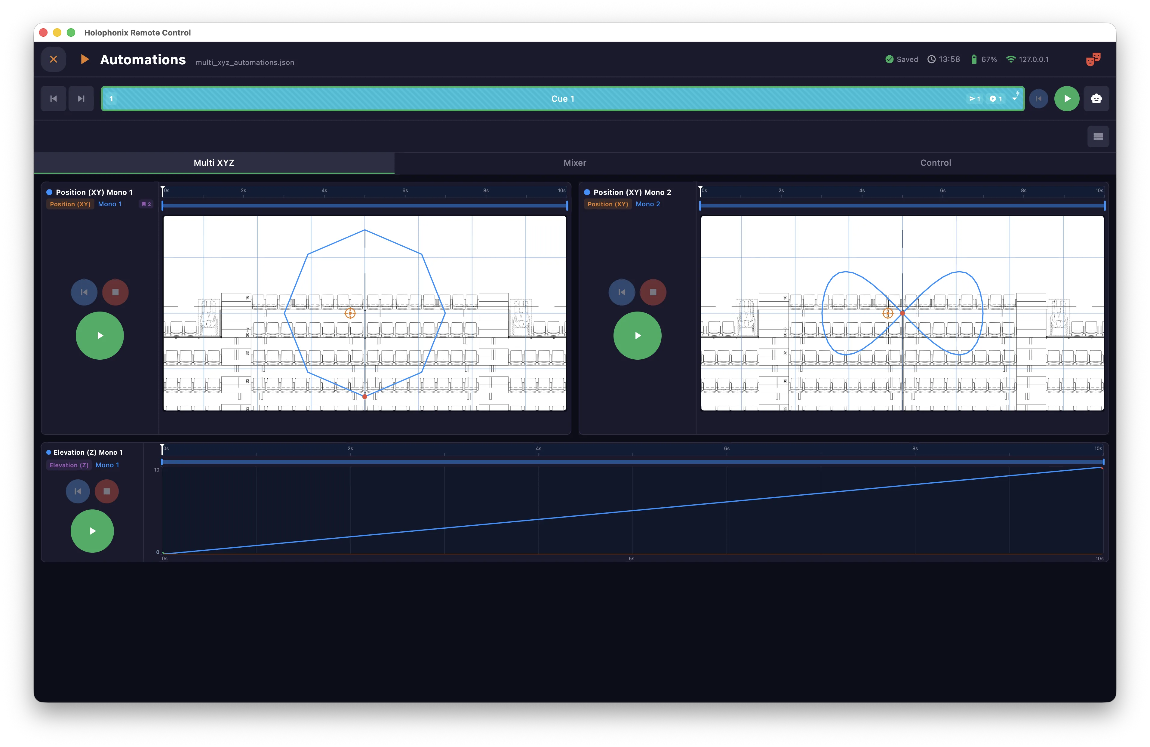 The Automations window in Show mode